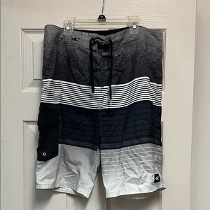 O'Neill Black and Gray Striped Board Shorts